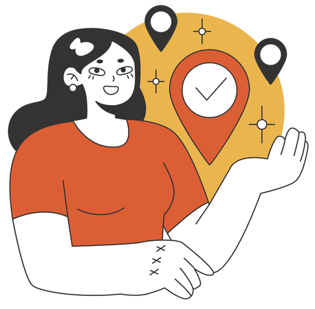 Girl showing location pin  Illustration