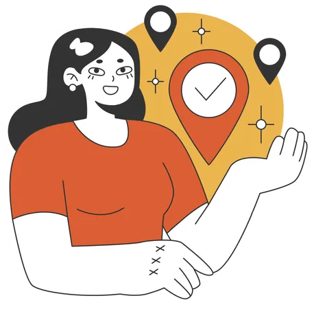 Girl showing location pin  Illustration