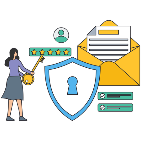 Girl showing Mail Security  Illustration