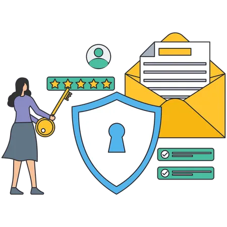 Girl showing Mail Security  Illustration
