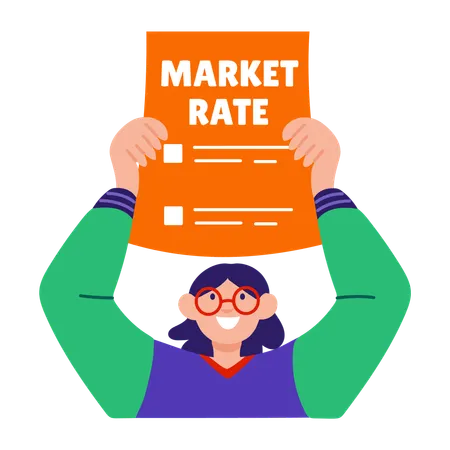 Girl showing market rate  Illustration