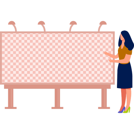Girl showing marketing billboard  Illustration