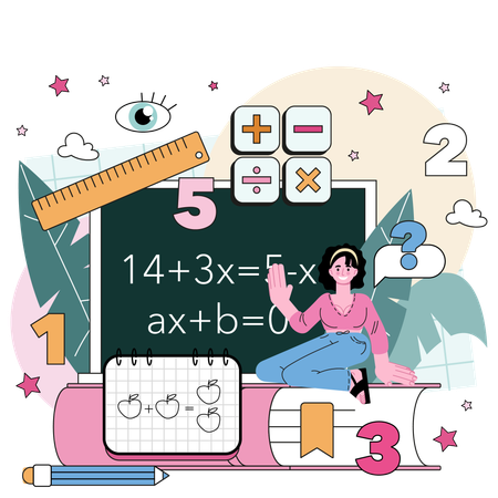 Girl showing maths formula  Illustration