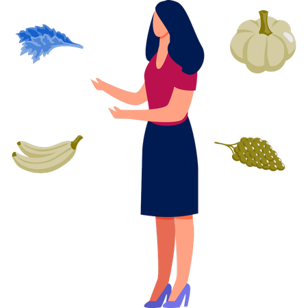 Girl showing meals  Illustration