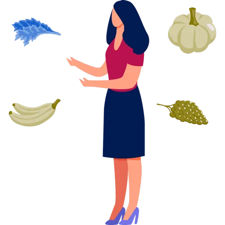 Girl showing meals  Illustration