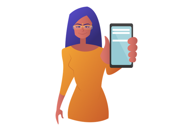 Girl showing message in mobile  Illustration