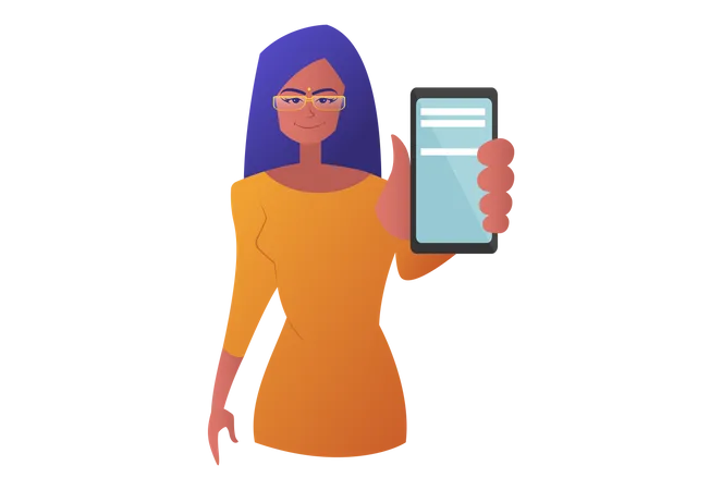 Girl showing message in mobile  Illustration