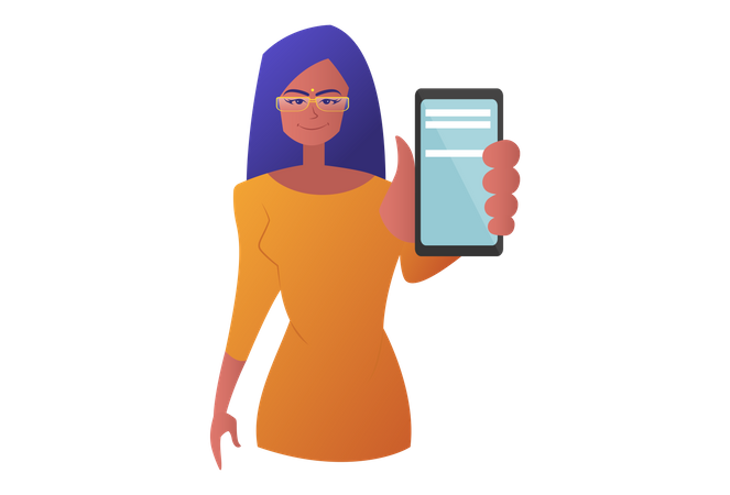 Girl showing message in mobile  Illustration