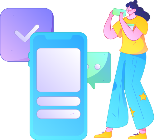 Girl showing mobile chatting  Illustration