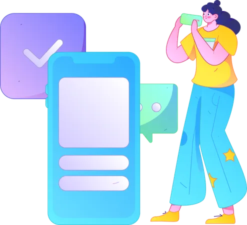 Girl showing mobile chatting  Illustration