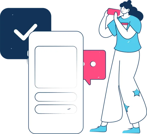 Girl showing mobile chatting  Illustration