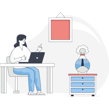 Girl Showing Mobile Controlled Air Purifier  Illustration