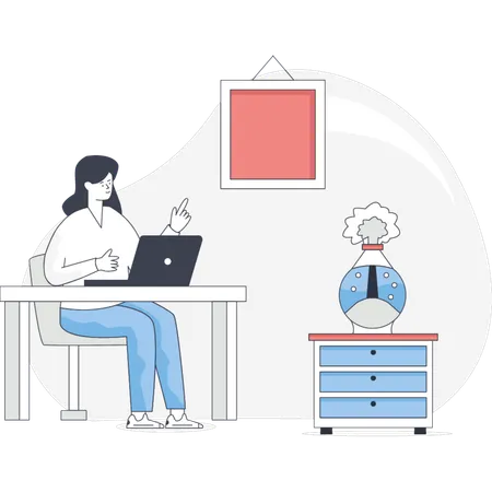 Girl Showing Mobile Controlled Air Purifier  Illustration