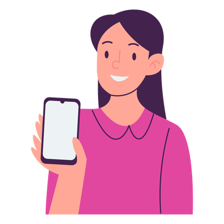 Girl Showing Mobile  Illustration