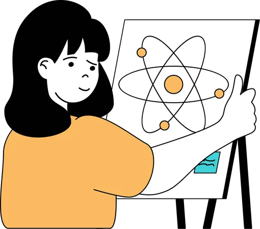 Girl showing molecule  Illustration