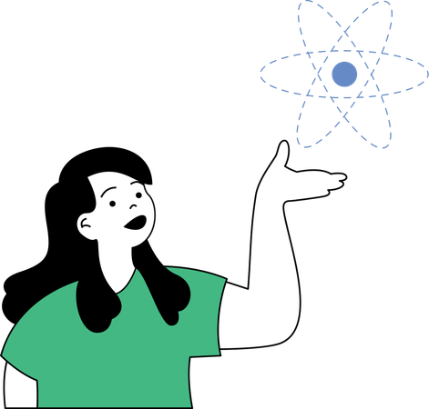 Girl showing molecule  Illustration