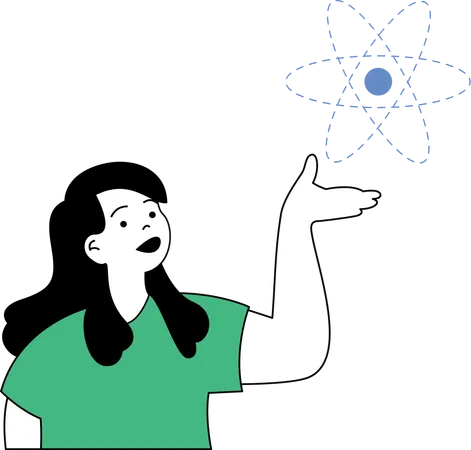 Girl showing molecule  Illustration