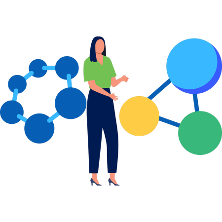 Girl showing molecules  Illustration