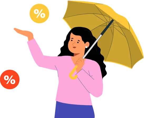 Girl showing monsoon sale  Illustration