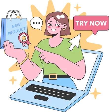 Girl showing new product  Illustration