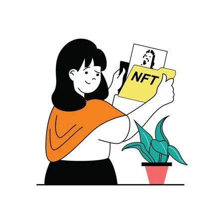 Girl showing nft folder  Illustration