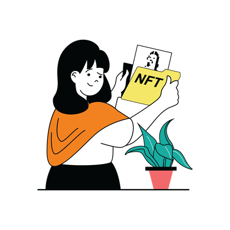 Girl showing nft folder  Illustration