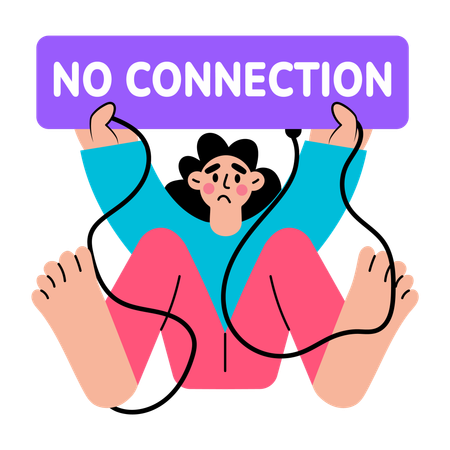 Girl showing no connection  Illustration