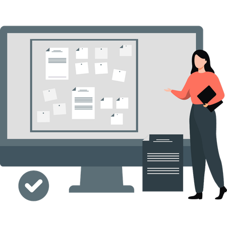 Girl showing notice board  Illustration