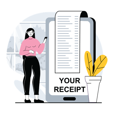 Girl showing payment receipt  Illustration