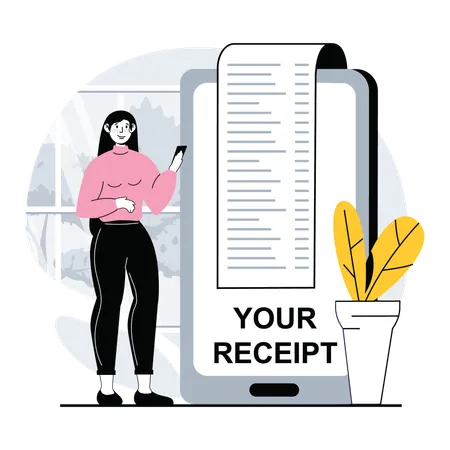 Girl showing payment receipt  Illustration