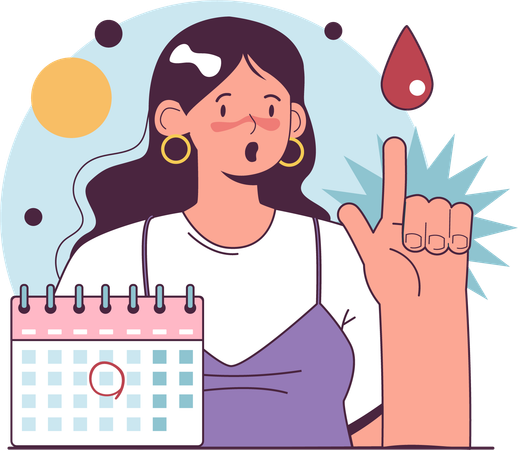 Girl showing periods date  イラスト