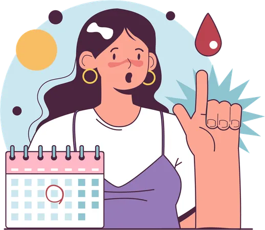 Girl showing periods date  イラスト