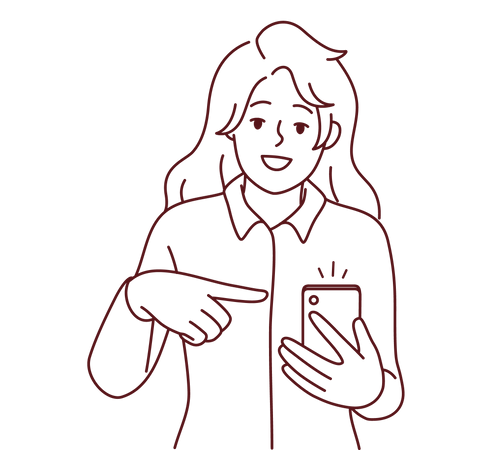 Girl showing phone  Illustration
