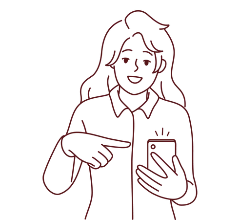 Girl showing phone  Illustration
