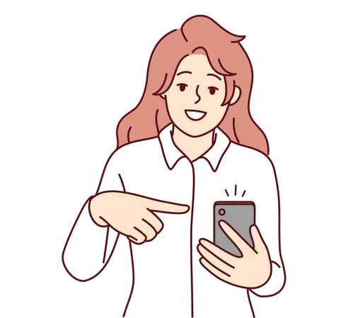 Girl showing phone  Illustration