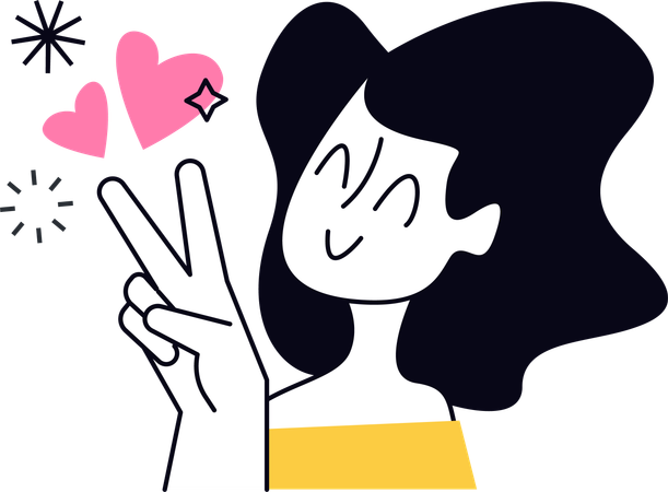 Girl showing piece sign  Illustration