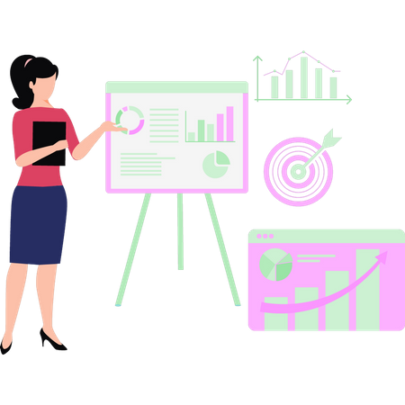 Girl showing presentation board  Illustration