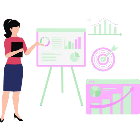 Girl showing presentation board  Illustration