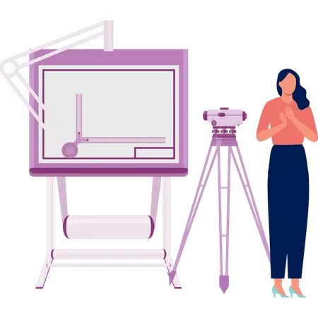 Girl showing projector  Illustration