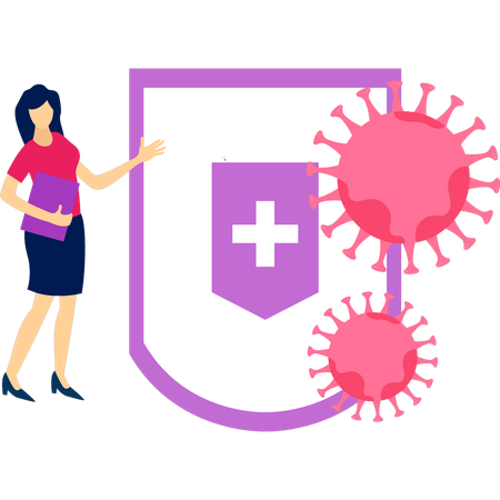 Girl showing protective shield against virus  Illustration