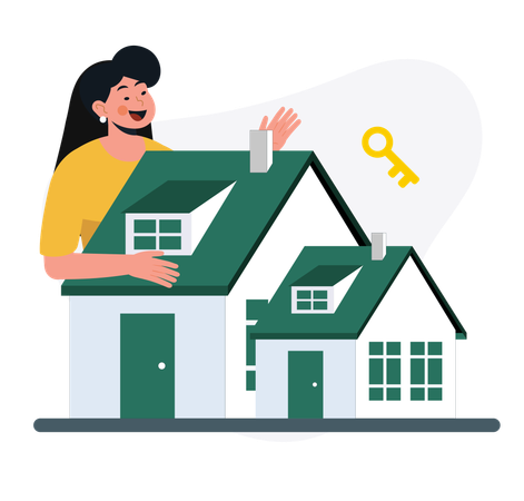 Girl showing Real estate house  Illustration