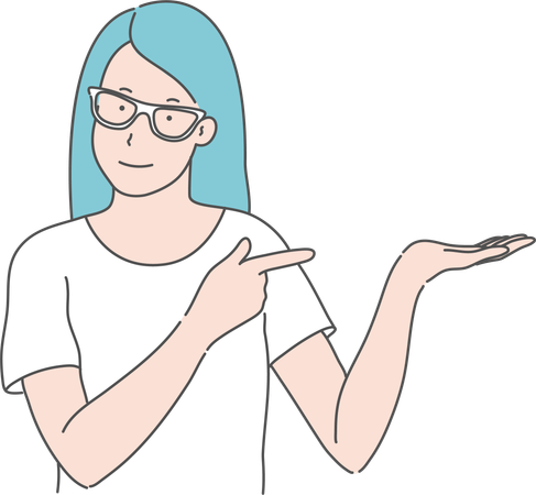 Girl showing right side gesture  Illustration