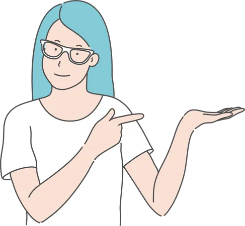 Girl showing right side gesture  Illustration
