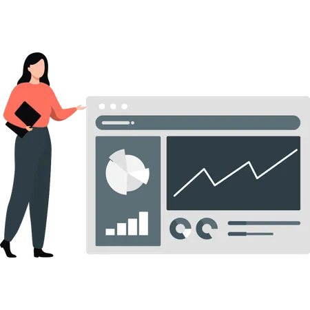 Girl showing rising business graph  Illustration