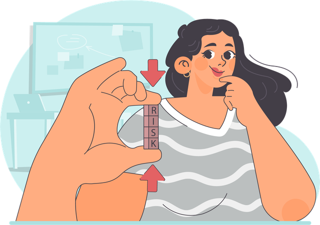 Girl showing risk block  Illustration