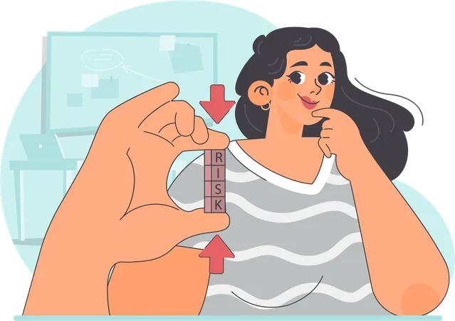 Girl showing risk block  Illustration