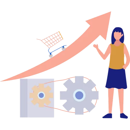 Girl Showing Sale Increase  Illustration