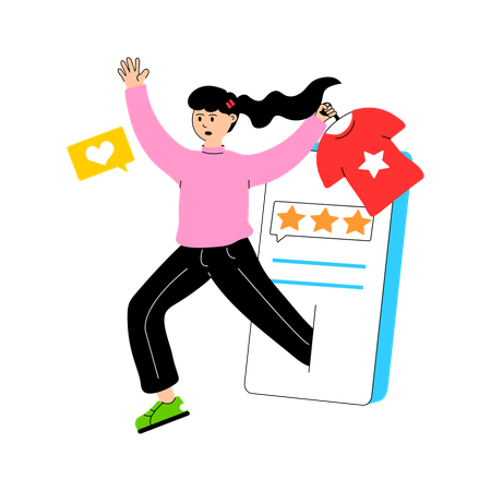 Girl showing Sale Review  Illustration