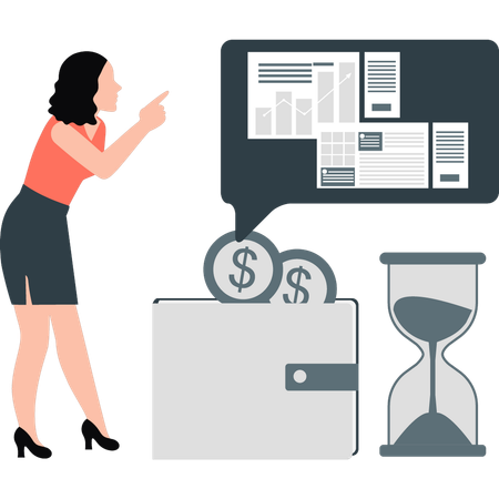 Girl showing saving dollar  Illustration