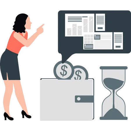 Girl showing saving dollar  Illustration